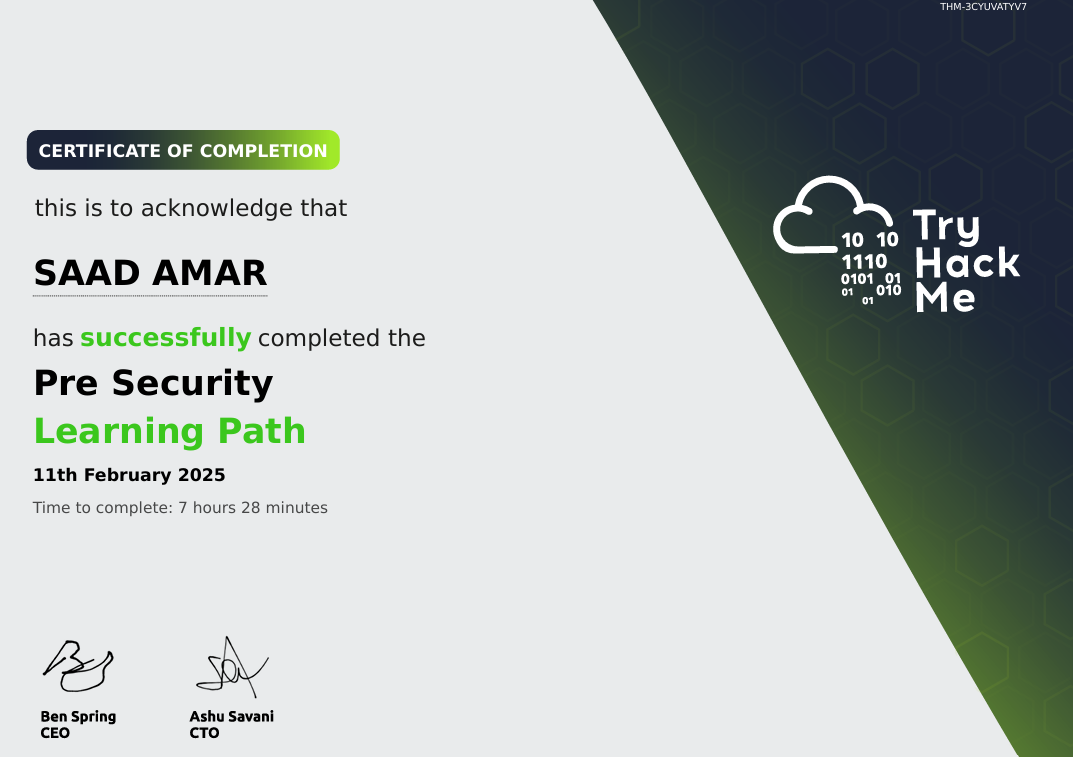 THM Pre Security Certificate